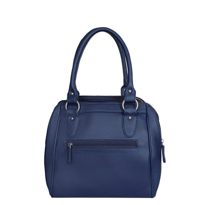 Blue Vegan Leather Handbag – Women’s Top Handle Satchel with Shoulder Strap