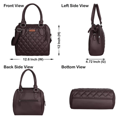 Brown Vegan Leather Handbag – Women’s Top Handle Satchel Bag for Everyday Use