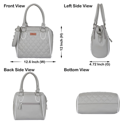 Wholesale Grey Vegan Leather Handbag – Women’s Top Handle Satchel Bag for Work & Travel