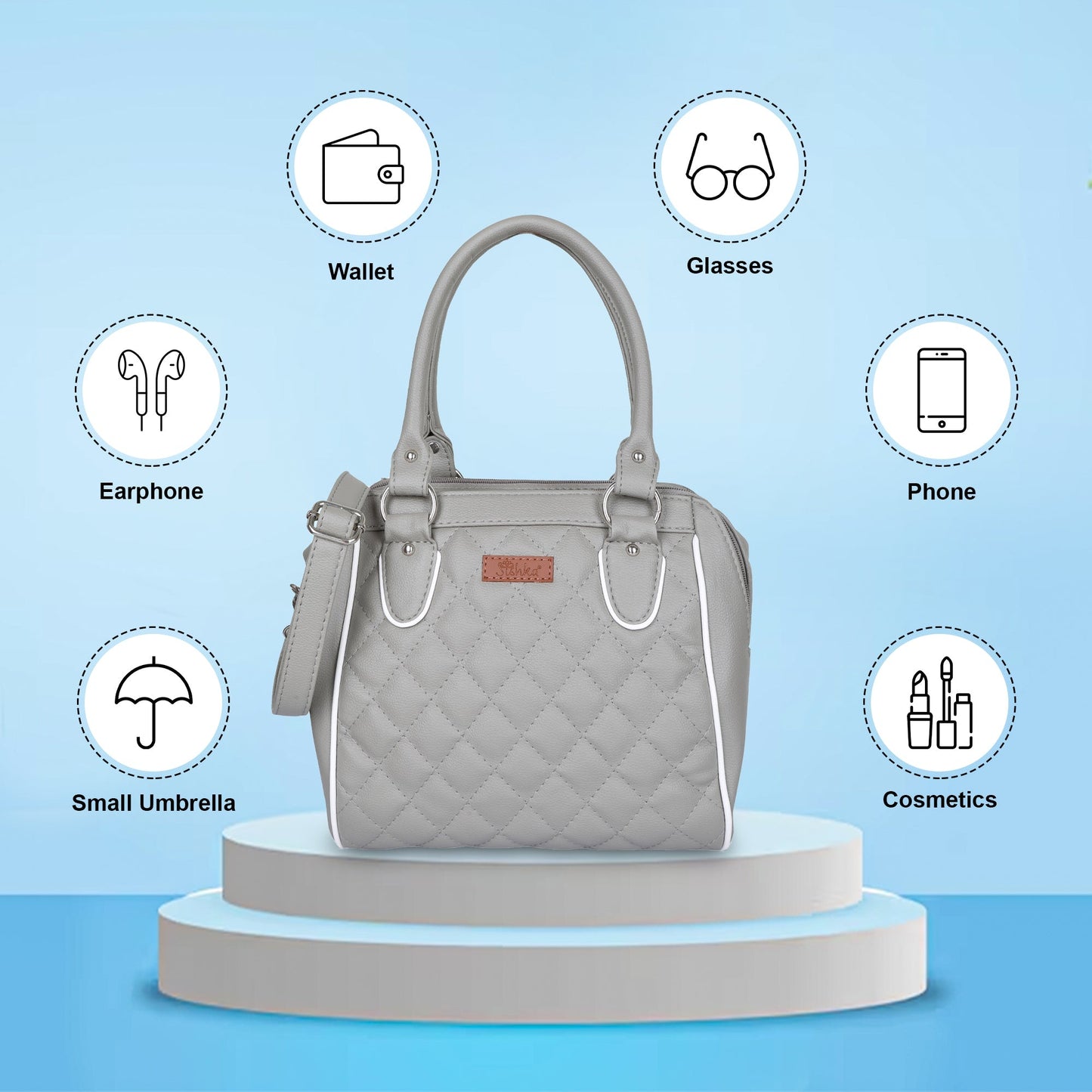 Wholesale Grey Vegan Leather Handbag – Women’s Top Handle Satchel Bag for Work & Travel
