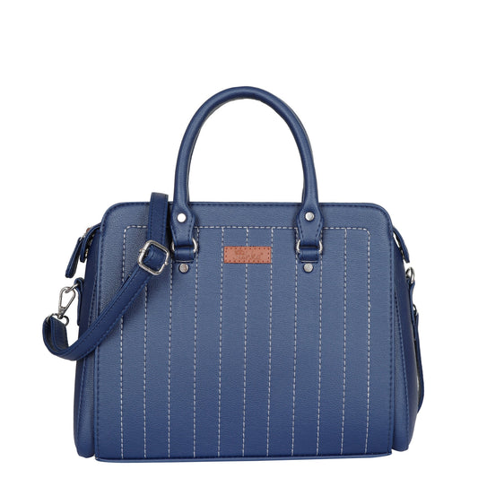 Blue Faux Leather Top-Handle Handbag – Women’s Crossbody Purse