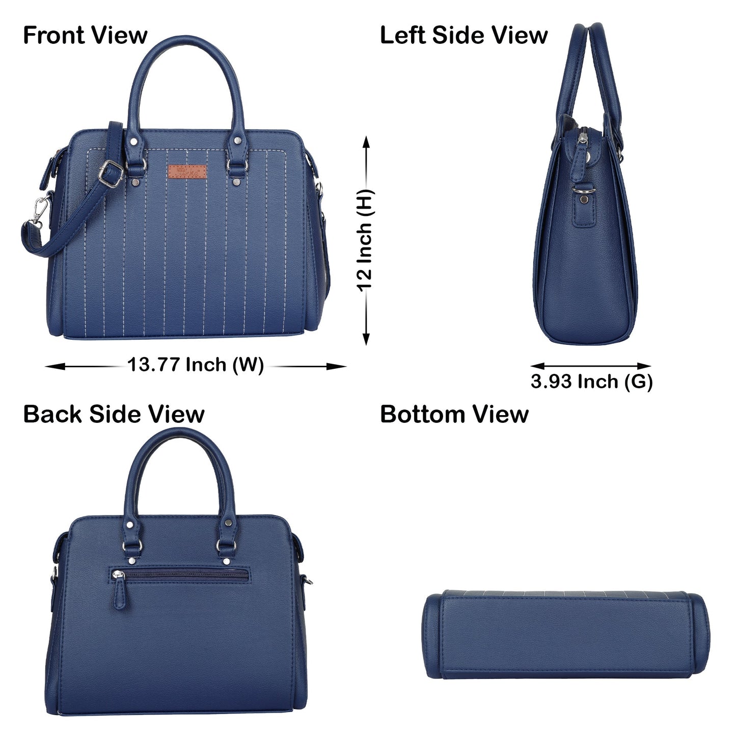 Blue Faux Leather Top-Handle Handbag – Women’s Crossbody Purse