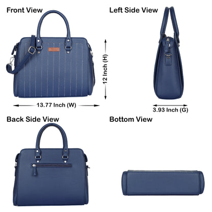 Blue Faux Leather Top-Handle Handbag – Women’s Crossbody Purse