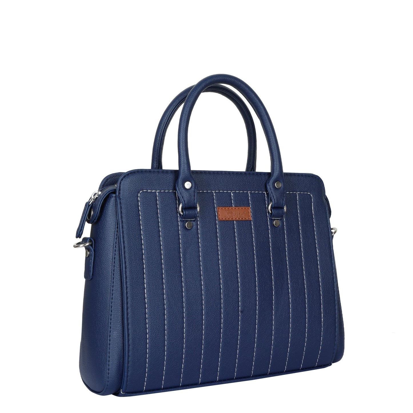 Blue Faux Leather Top-Handle Handbag – Women’s Crossbody Purse