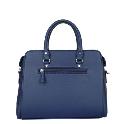 Blue Faux Leather Top-Handle Handbag – Women’s Crossbody Purse