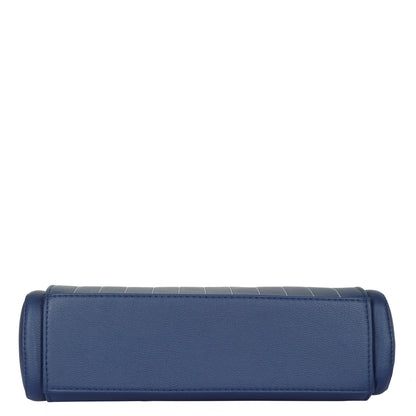 Blue Faux Leather Top-Handle Handbag – Women’s Crossbody Purse