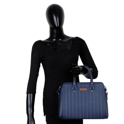 Blue Faux Leather Top-Handle Handbag – Women’s Crossbody Purse