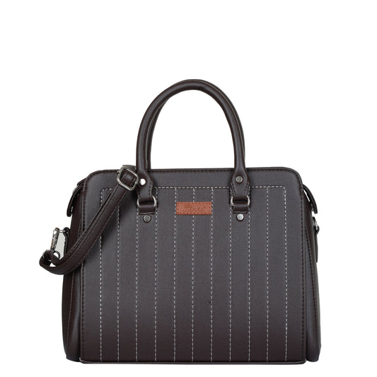 Brown Faux Leather Top-Handle Handbag – Women’s Crossbody Purse