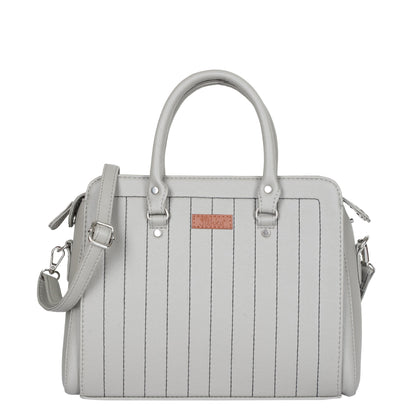 Grey Faux Leather Top-Handle Handbag – Women’s Crossbody Purse