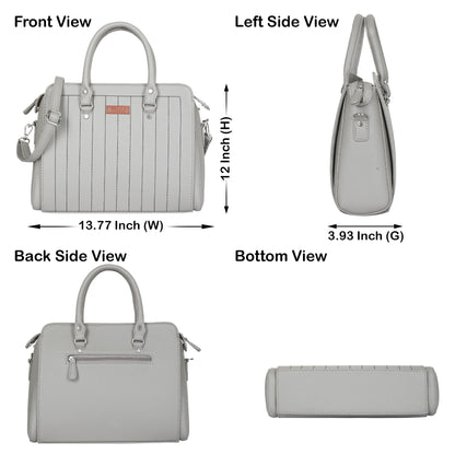 Grey Faux Leather Top-Handle Handbag – Women’s Crossbody Purse