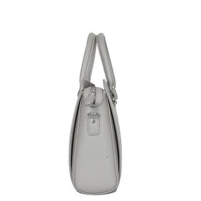 Grey Faux Leather Top-Handle Handbag – Women’s Crossbody Purse