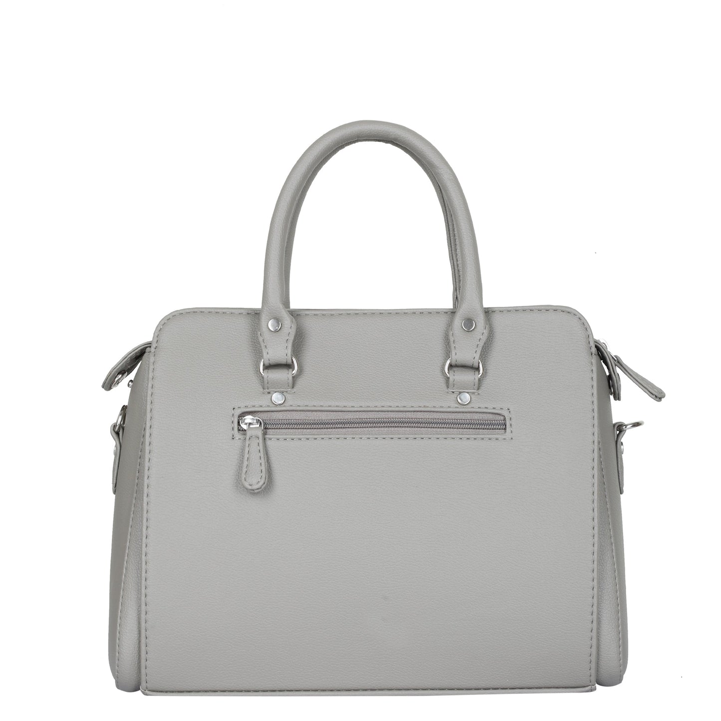 Grey Faux Leather Top-Handle Handbag – Women’s Crossbody Purse