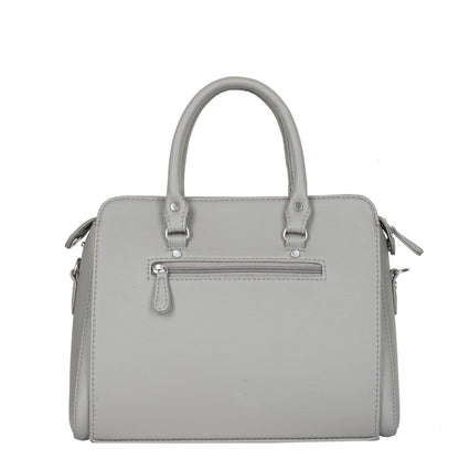 Grey Faux Leather Top-Handle Handbag – Women’s Crossbody Purse