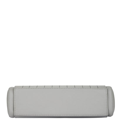 Grey Faux Leather Top-Handle Handbag – Women’s Crossbody Purse