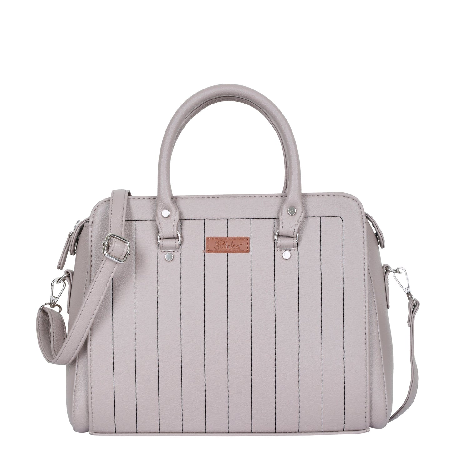 Mauve Faux Leather Top-Handle Handbag – Women’s Crossbody Purse