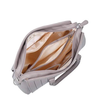 Mauve Faux Leather Top-Handle Handbag – Women’s Crossbody Purse