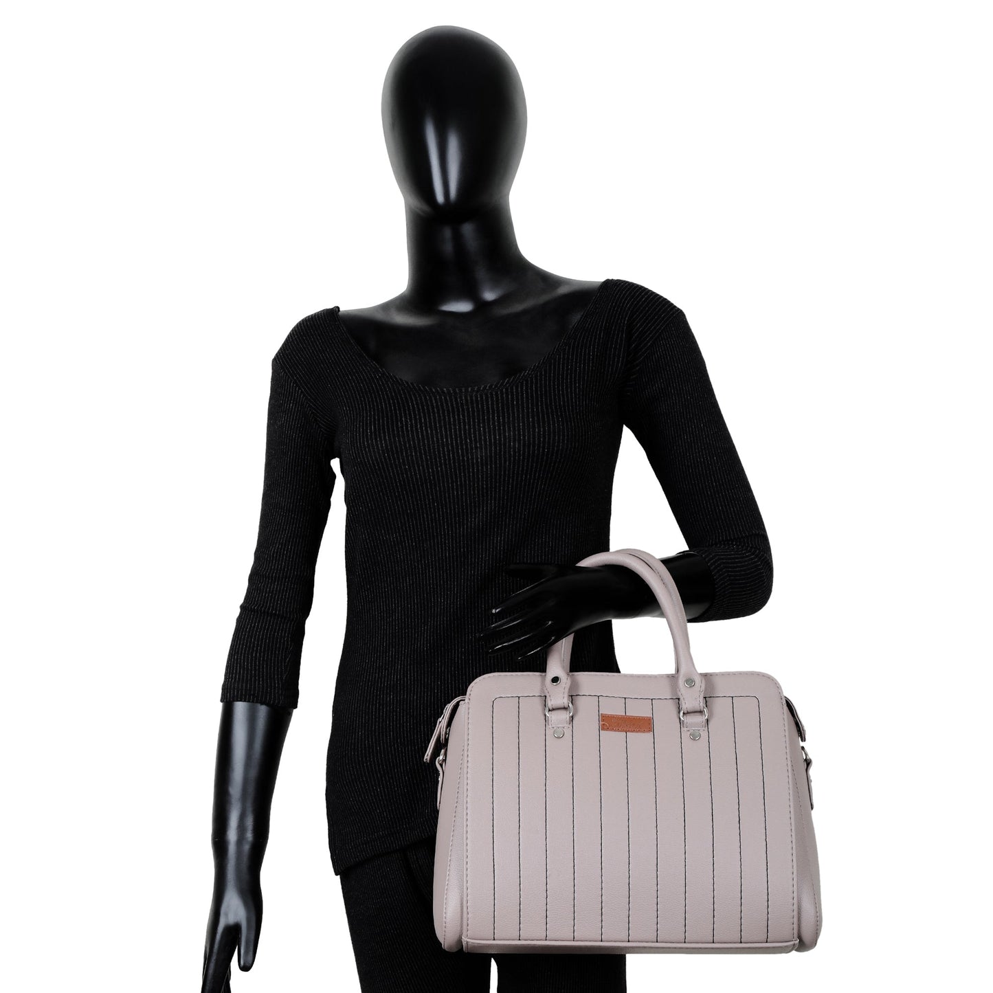 Mauve Faux Leather Top-Handle Handbag – Women’s Crossbody Purse