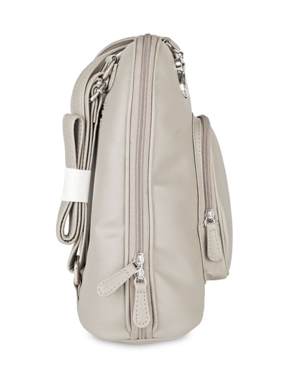 Grey Women’s Fashion Backpack – Versatile Faux Leather Bag with Adjustable Strap