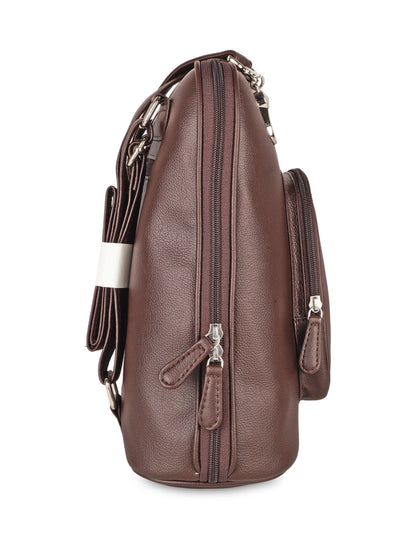 Brown Vegan Leather Backpack for Women – Elegant Shoulder Bag for Office