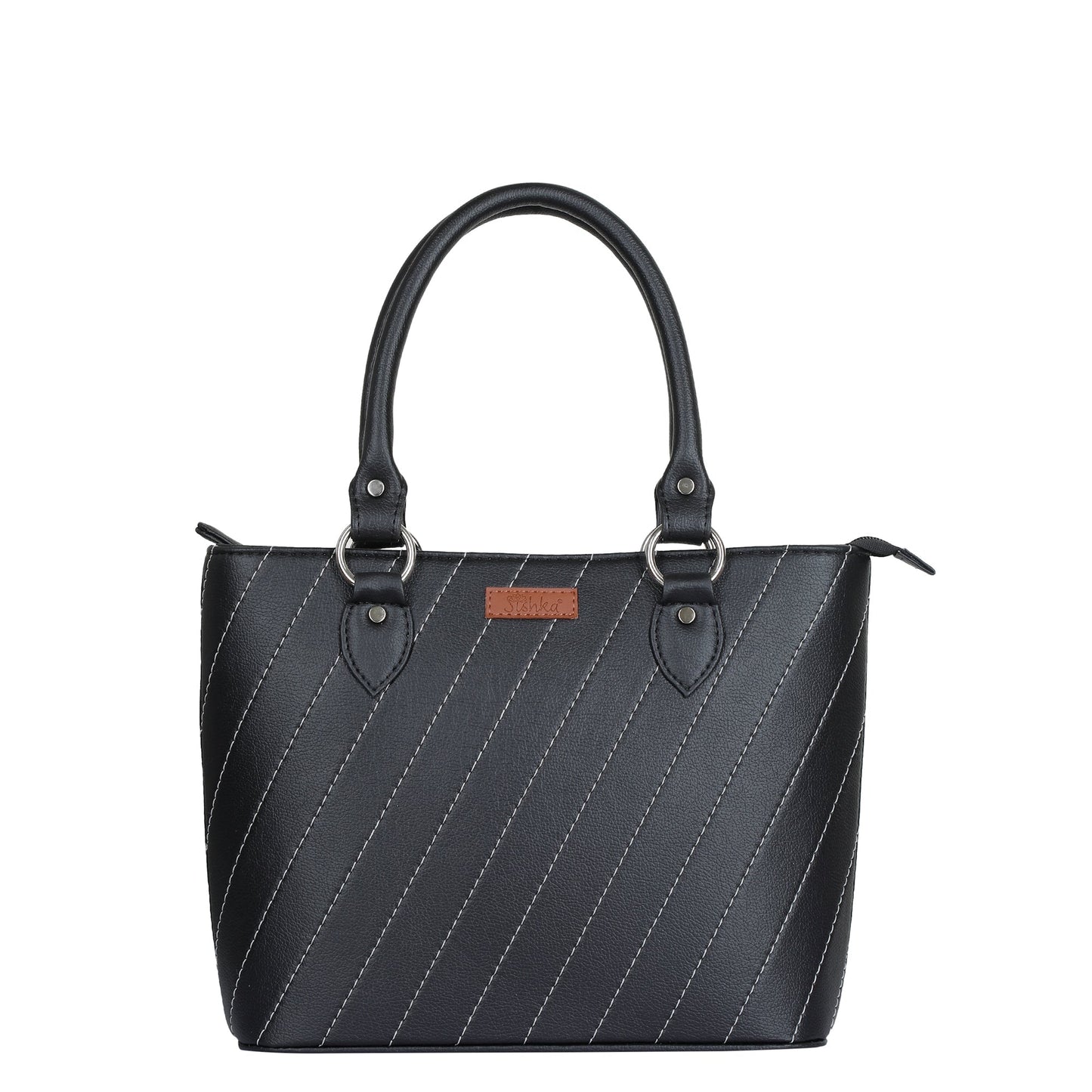 Black Vegan Leather Tote Satchel – Women’s Top Handle Shoulder Bag