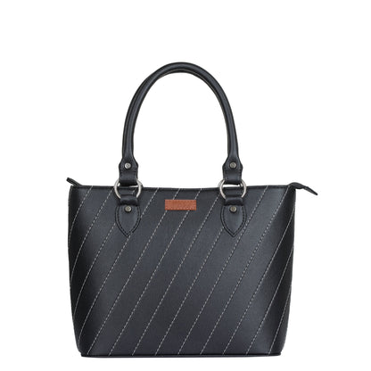 Black Vegan Leather Tote Satchel – Women’s Top Handle Shoulder Bag