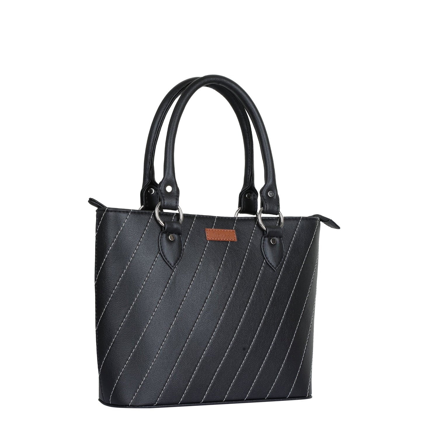 Black Vegan Leather Tote Satchel – Women’s Top Handle Shoulder Bag