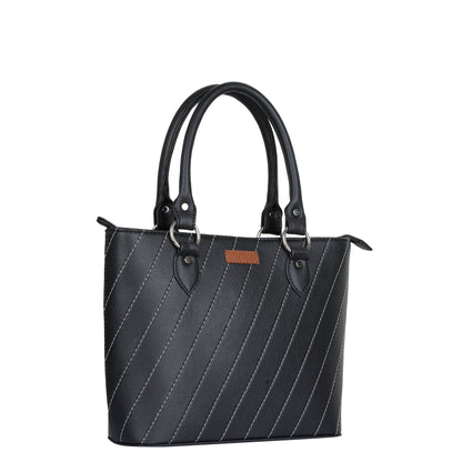 Black Vegan Leather Tote Satchel – Women’s Top Handle Shoulder Bag