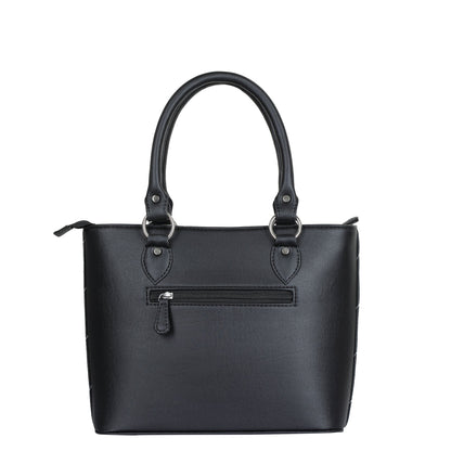 Black Vegan Leather Tote Satchel – Women’s Top Handle Shoulder Bag