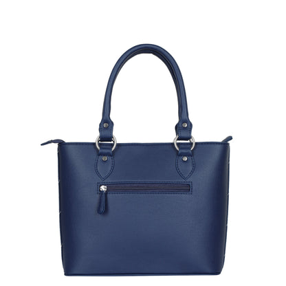 Blue Vegan Leather Tote Satchel – Women’s Top Handle Shoulder Bag