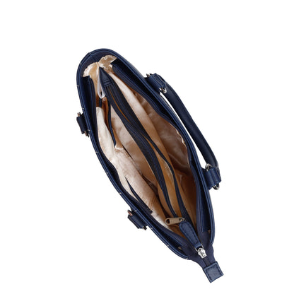 Blue Vegan Leather Tote Satchel – Women’s Top Handle Shoulder Bag