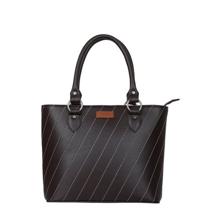 Brown Vegan Leather Tote Satchel – Women’s Top Handle Shoulder Bag