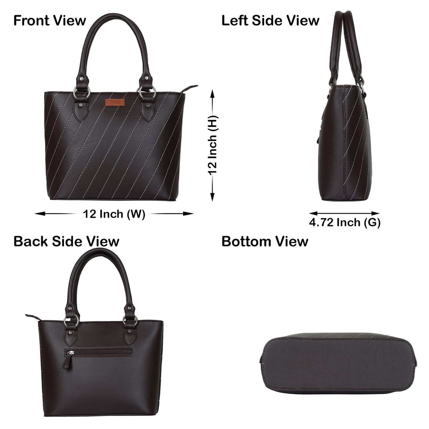 Brown Vegan Leather Tote Satchel – Women’s Top Handle Shoulder Bag