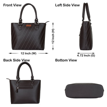 Brown Vegan Leather Tote Satchel – Women’s Top Handle Shoulder Bag