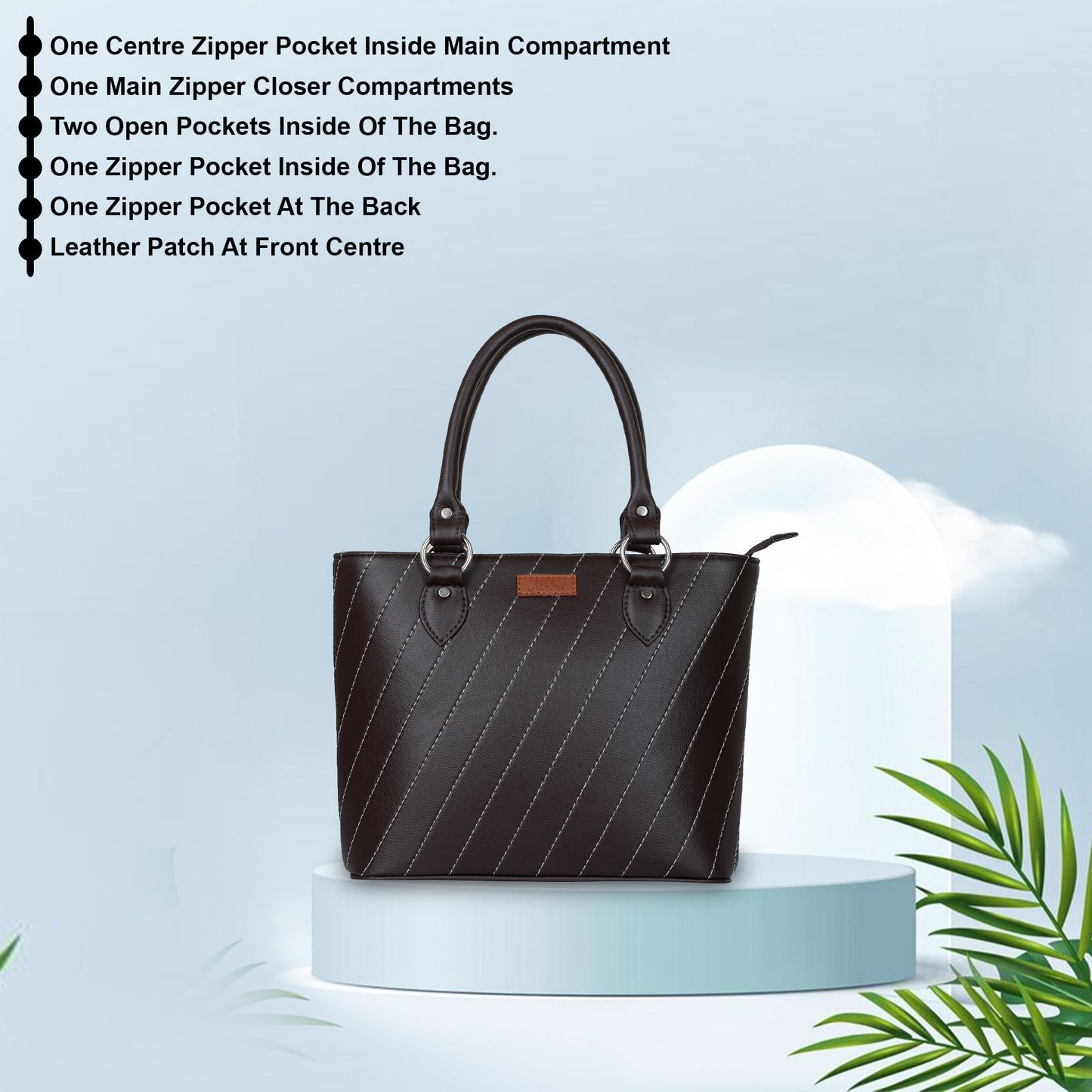 Brown Vegan Leather Tote Satchel – Women’s Top Handle Shoulder Bag