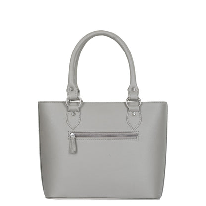 Grey Vegan Leather Tote Satchel – Women’s Top Handle Shoulder Bag