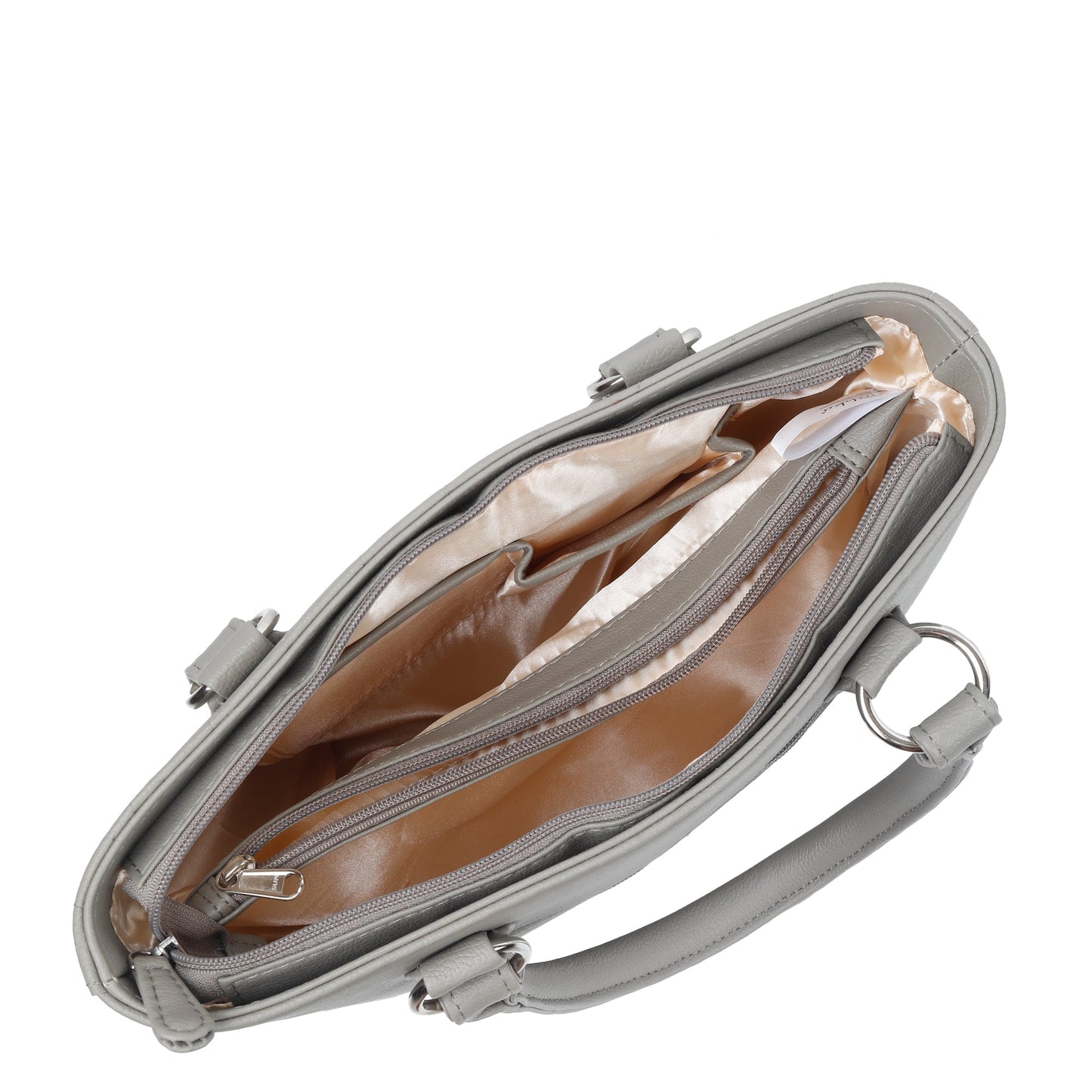 Grey Vegan Leather Tote Satchel – Women’s Top Handle Shoulder Bag