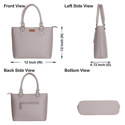 Mauve Vegan Leather Tote Satchel – Women’s Top Handle Shoulder Bag