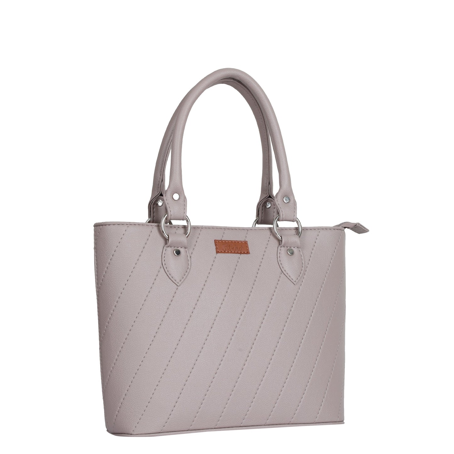 Mauve Vegan Leather Tote Satchel – Women’s Top Handle Shoulder Bag