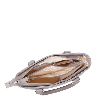 Mauve Vegan Leather Tote Satchel – Women’s Top Handle Shoulder Bag