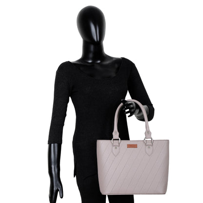 Mauve Vegan Leather Tote Satchel – Women’s Top Handle Shoulder Bag