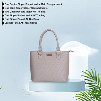 Mauve Vegan Leather Tote Satchel – Women’s Top Handle Shoulder Bag