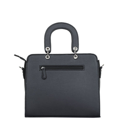 Black Quilted Faux Leather Tote Bag – Women’s Top Handle Satchel Handbag