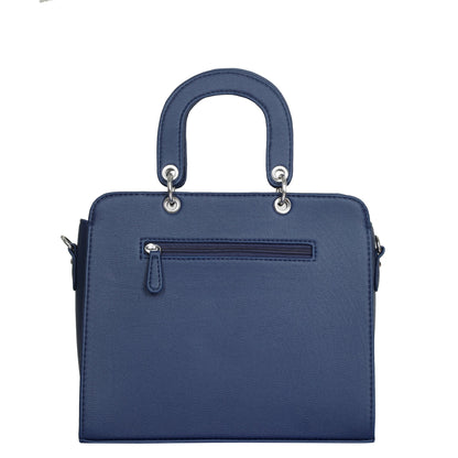 Blue Quilted Faux Leather Tote Bag – Women’s Top Handle Satchel Handbag