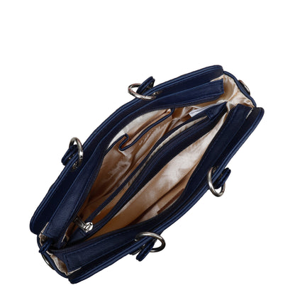 Blue Quilted Faux Leather Tote Bag – Women’s Top Handle Satchel Handbag