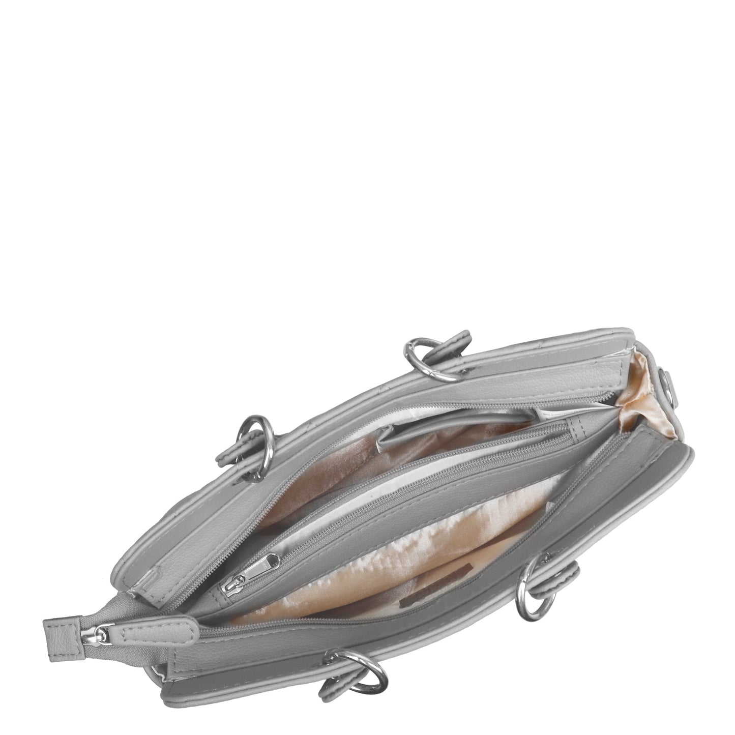 Grey Quilted Faux Leather Tote Bag – Women’s Top Handle Satchel Handbag