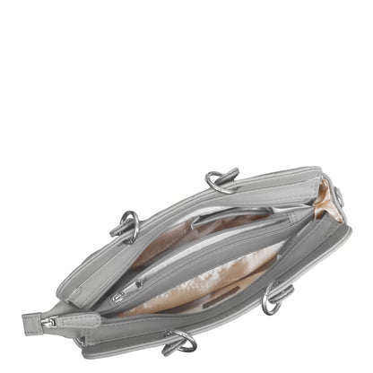 Grey Quilted Faux Leather Tote Bag – Women’s Top Handle Satchel Handbag