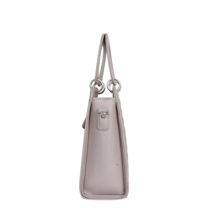 Mauve Quilted Faux Leather Tote – Women’s Top Handle Satchel Handbag