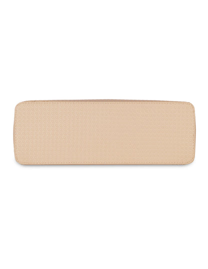 Beige Vegan Leather Satchel Handbag – Women’s Tote & Shoulder Bag with Chain Handles