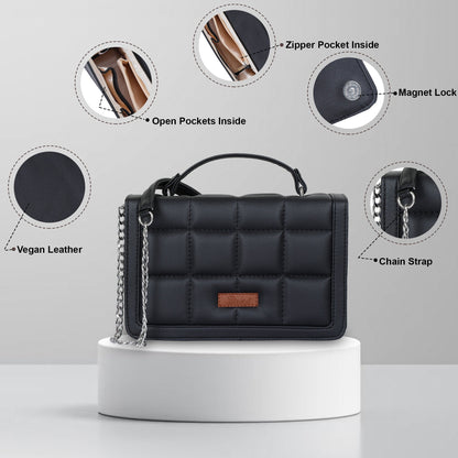 Wholesale Black Vegan Leather Crossbody Sling Bag – Women’s Shoulder Handbag