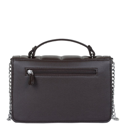 Brown Faux Leather Crossbody Sling Bag – Women’s Chain Strap Shoulder Handbag